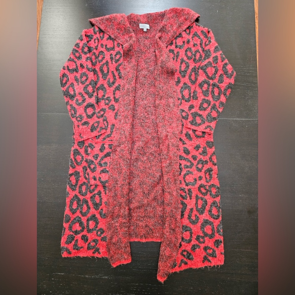 Red and Black Soft, Cozy Duster Sweater
